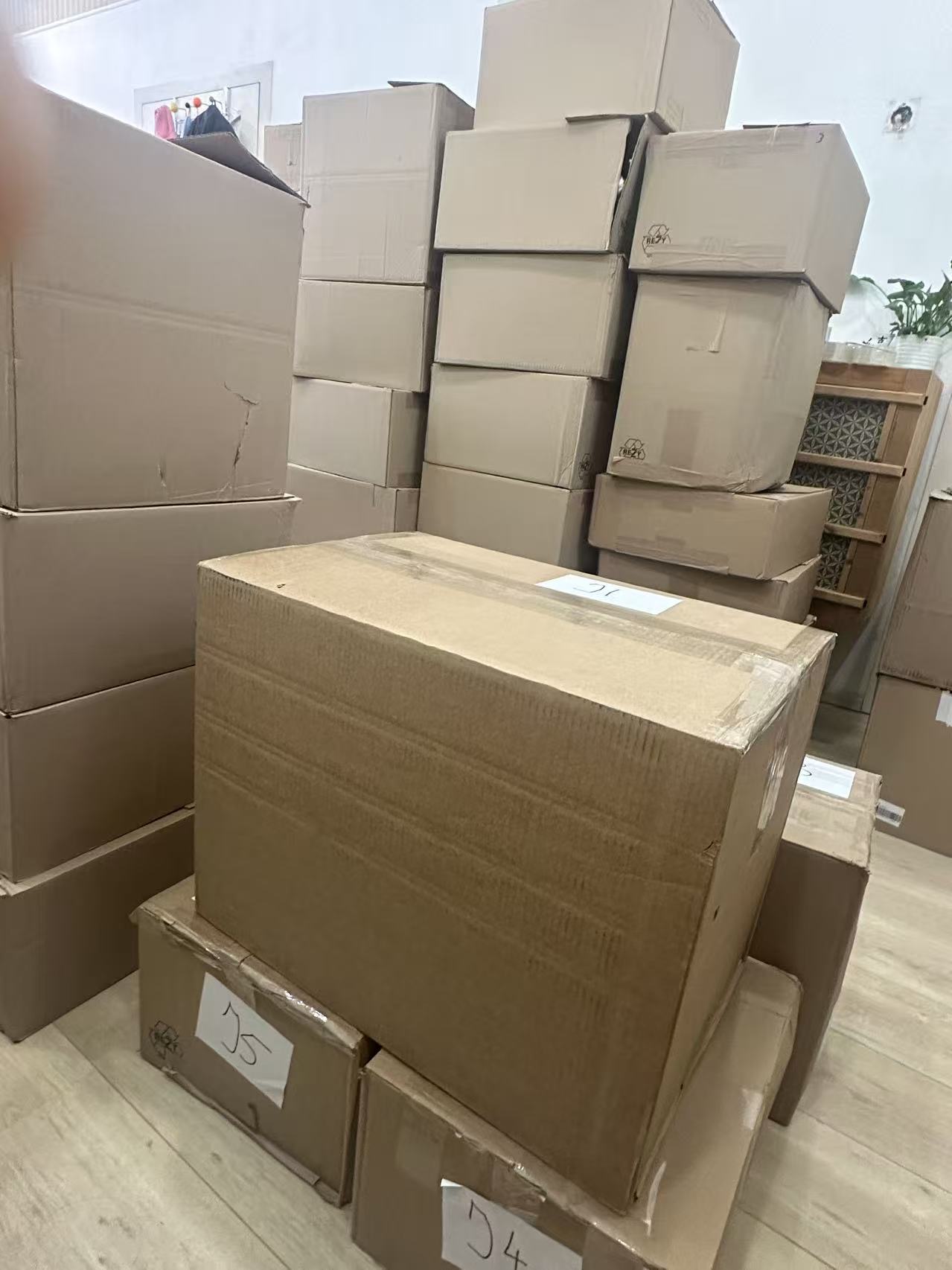 A large group of cartons ready for order consolidation